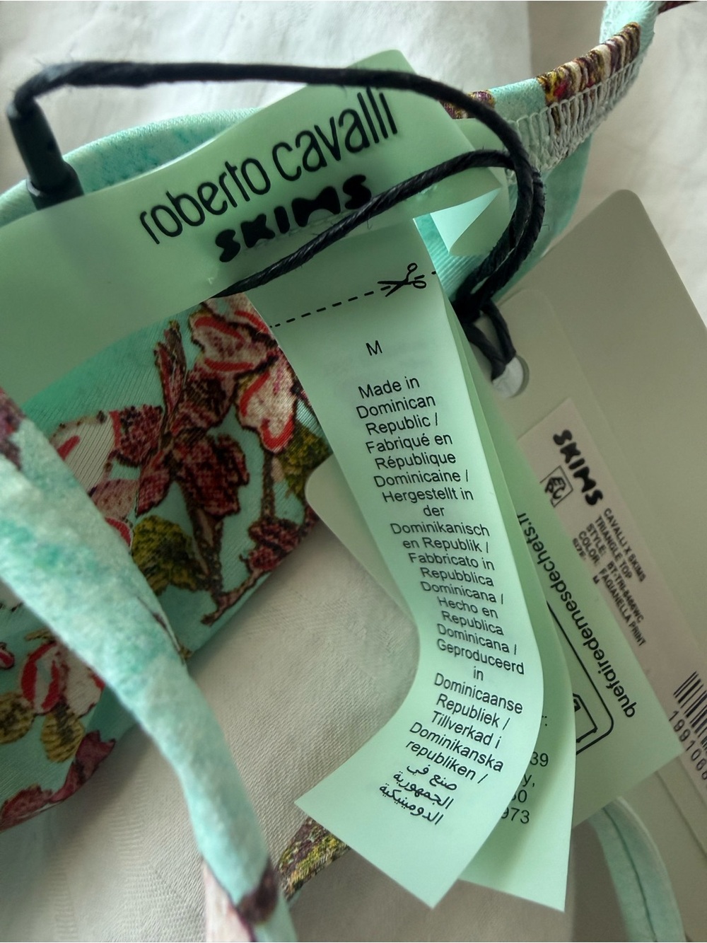 SKIMS Roberto Cavalli Mint Green Printed Swim Top - Picture 5 of 6